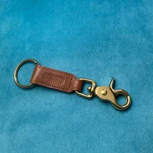 Coach Vintage Brown Leather Keychain with Gold Hardware